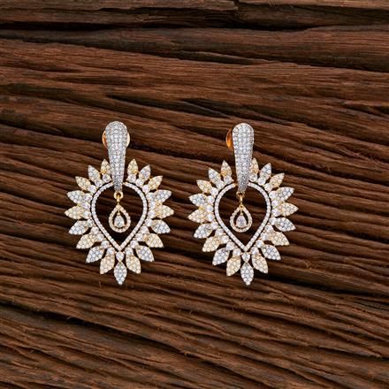 Cubic Zirconia Classic Earring With Black Rose 2 Tone Rhodium Plating