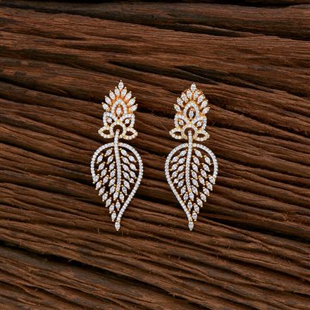 Cubic Zirconia Classic Earring With Black Rose 2 Tone Rhodium Plating