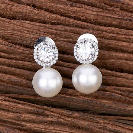 Cubic Zirconia Short Earring With Rhodium Plating