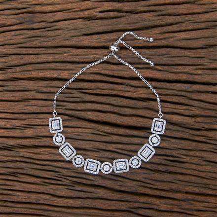 Cubic Zirconia Adjustable Bracelet With 2 Tone Rhodium Plating