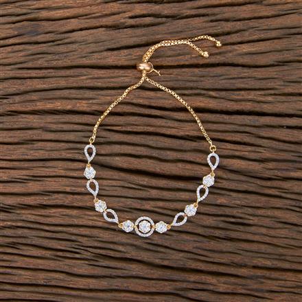 Cubic Zirconia Adjustable Bracelet With 2 Tone Rhodium Plating