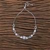 Cubic Zirconia Adjustable Bracelet With 2 Tone Rhodium Plating