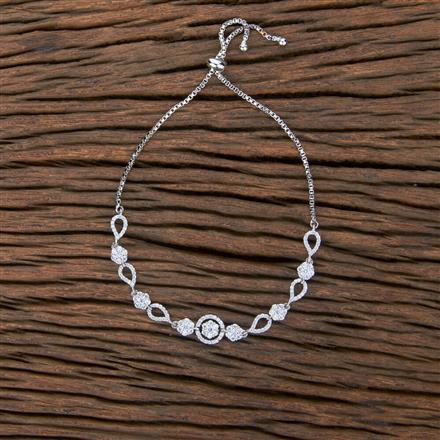 Cubic Zirconia Adjustable Bracelet With 2 Tone Rhodium Plating