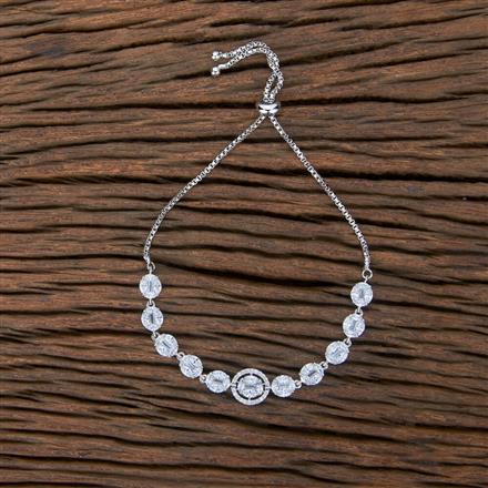 Cubic Zirconia Adjustable Bracelet With 2 Tone Rhodium Plating