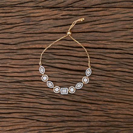 Cubic Zirconia Adjustable Bracelet With 2 Tone Rhodium Plating