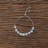 Cubic Zirconia Adjustable Bracelet With 2 Tone Rhodium Plating