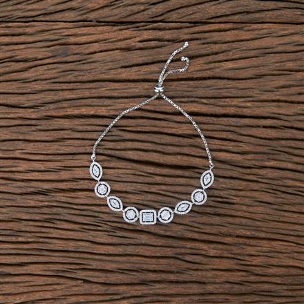 Cubic Zirconia Adjustable Bracelet With 2 Tone Rhodium Plating