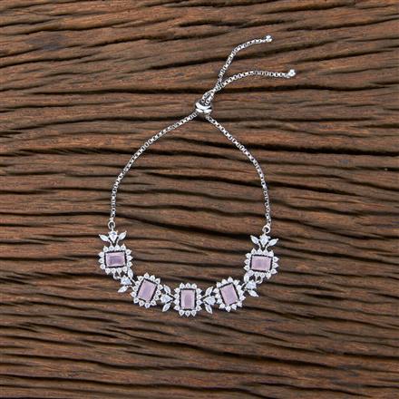 Cubic Zirconia Adjustable Bracelet With Rhodium Plating