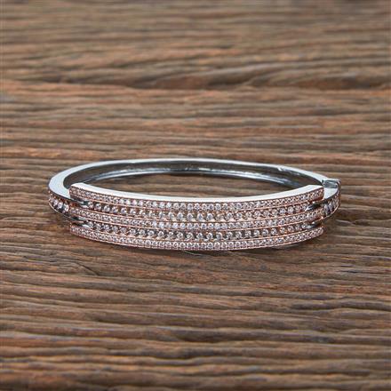 Cubic Zirconia Classic Kada With Black Rose 2 Tone Plating