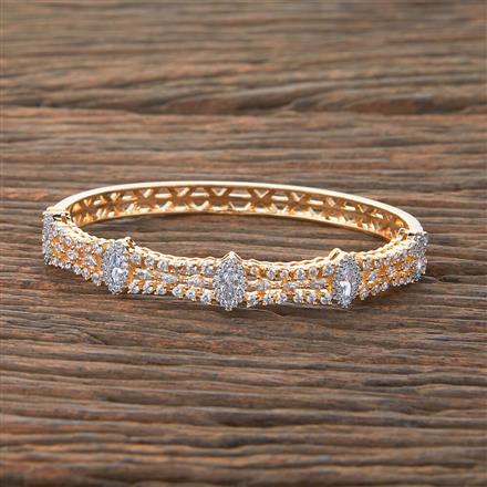 Cubic Zirconia Classic Kada With Black Rose 2 Tone Rhodium Plating