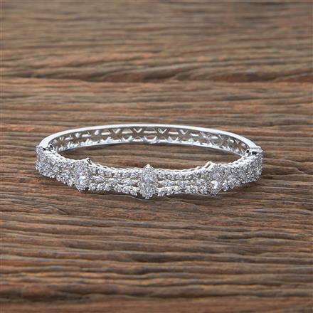 Cubic Zirconia Classic Kada With Black Rose 2 Tone Rhodium Plating