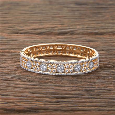 Cubic Zirconia Classic Kada With 2 Tone Rhodium Plating