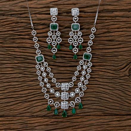 Cubic Zirconia Classic Necklace With Rhodium Plating