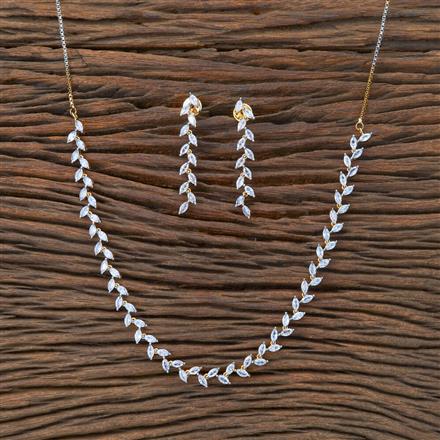 Cubic Zirconia Delicate Necklace With 2 Tone Rhodium Plating