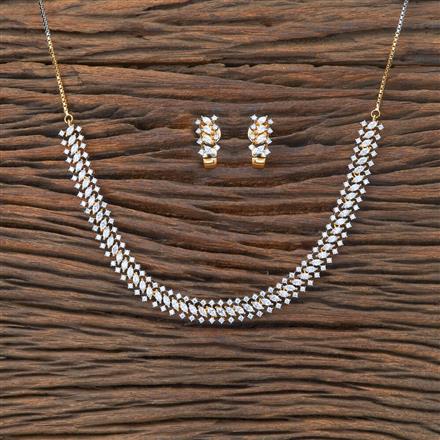 Cubic Zirconia Delicate Necklace With 2 Tone Rhodium Plating