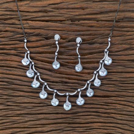 Cubic Zirconia Baroque Necklace With Black Rhodium Plating