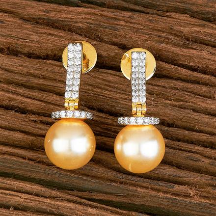 Cubic Zirconia Short Earring With Black 2 Tone Rhodium Plating