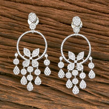 Cubic Zirconia Classic Earring With 2 Tone Rhodium Plating