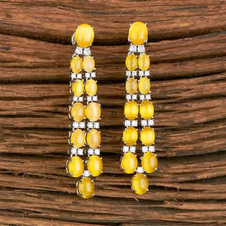 Cubic Zirconia Long Earring With Rhodium Plating