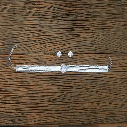 Cz Delicate Necklace With Rhodium Plating