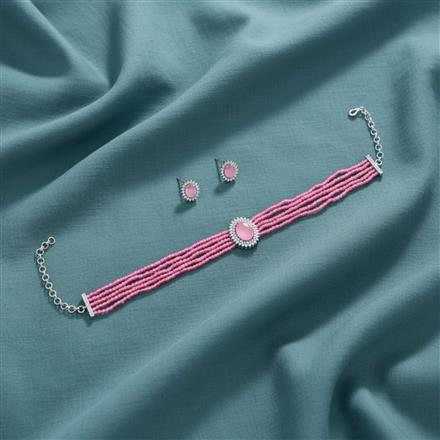 Cz Mala Necklace With Rhodium Plating