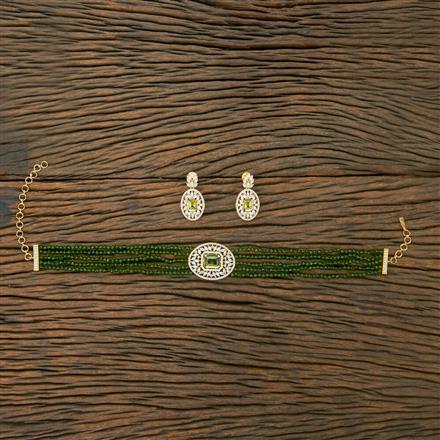 Cubic Zirconia Bandhai Necklace With Gold Plating