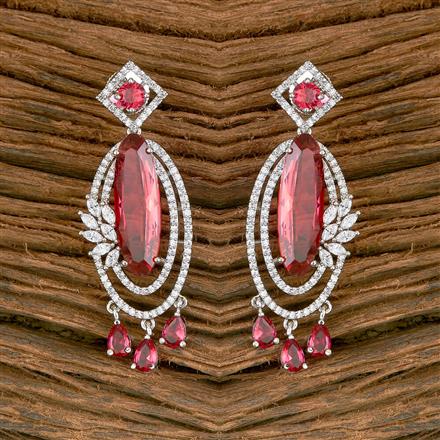 Cubic Zirconia Short Earring With Rhodium Plating