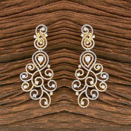 Cubic Zirconia Classic Earring With Black Rose 2 Tone Rhodium Plating