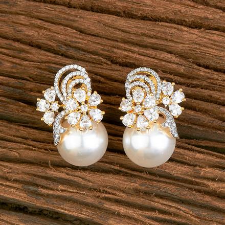 Cubic Zirconia Short Earring With Black 2 Tone Rhodium Plating