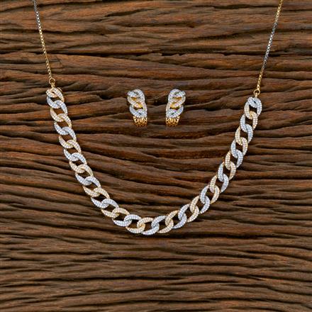 Cubic Zirconia Classic Necklace With 2 Tone Rhodium Plating