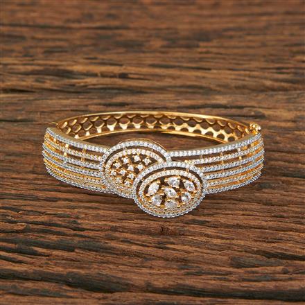 Cubic Zirconia Classic Kada With 2 Tone Rhodium Plating