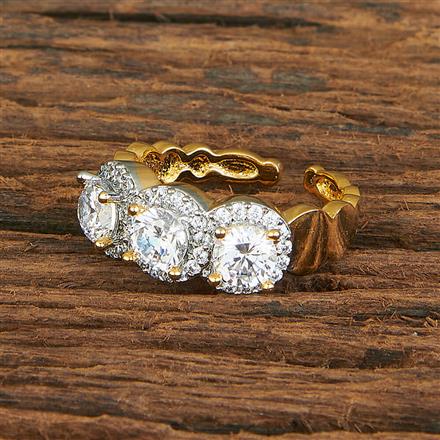 Cubic Zirconia Delicate Ring With 2 Tone Rhodium Plating