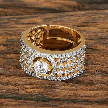 Cubic Zirconia Delicate Ring With 2 Tone Plating