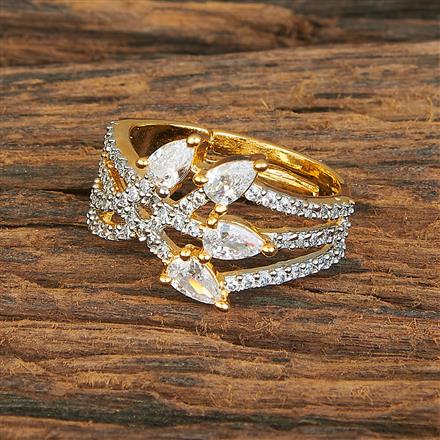 Cubic Zirconia Delicate Ring With 2 Tone Rhodium Plating