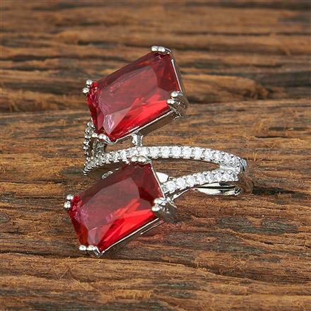 Cubic Zirconia Adjustable Ring With Rhodium Plating