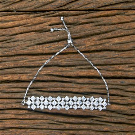 Cubic Zirconia Adjustable Bracelet With 2 Tone Rhodium Plating