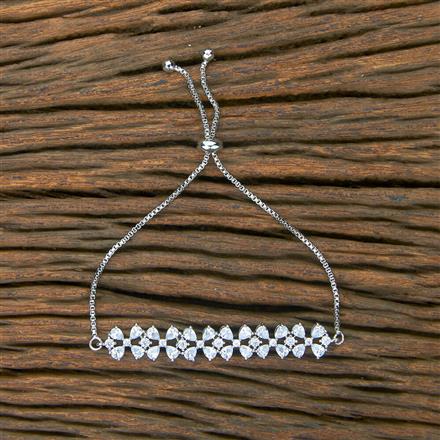 Cubic Zirconia Adjustable Bracelet With 2 Tone Rhodium Plating