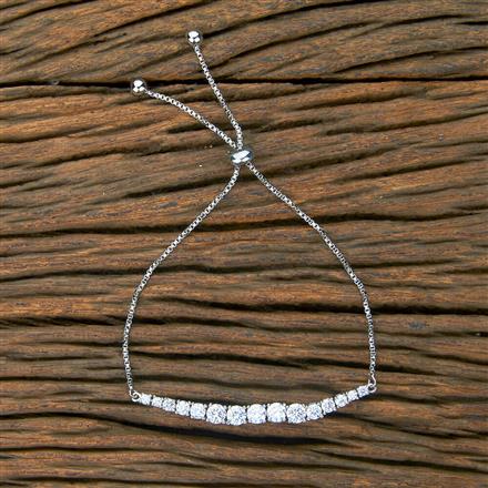 Cubic Zirconia Adjustable Bracelet With Rhodium Plating
