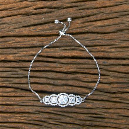Cubic Zirconia Adjustable Bracelet With Rhodium Plating