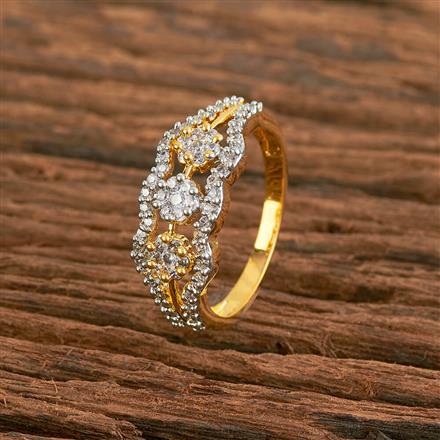 Cubic Zirconia Classic Ring With 2 Tone Plating