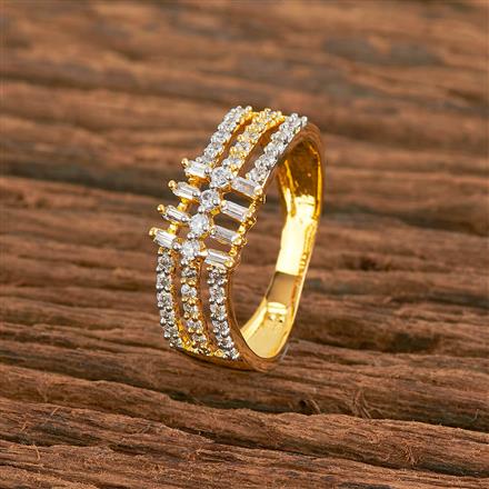Cubic Zirconia Classic Ring With 2 Tone Plating