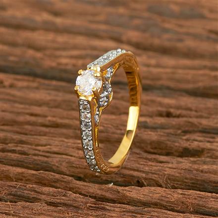 Cubic Zirconia Solitaire Ring With 2 Tone Plating