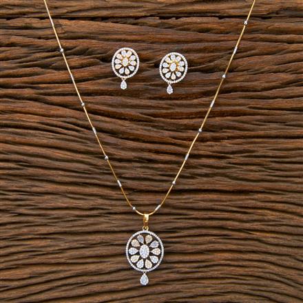 Cubic Zirconia Classic Pendant Set With 2 Tone Plating