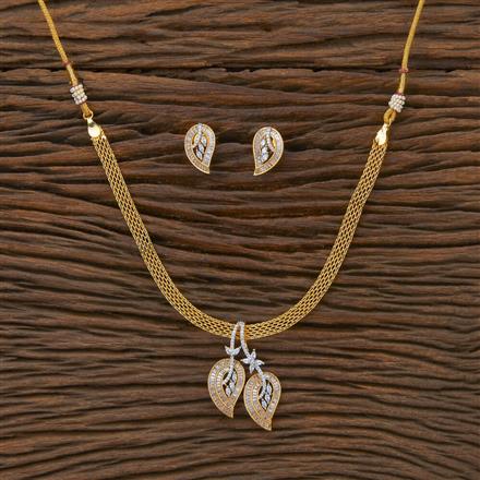 Cubic Zirconia Classic Pendant Set With 2 Tone Rhodium Plating