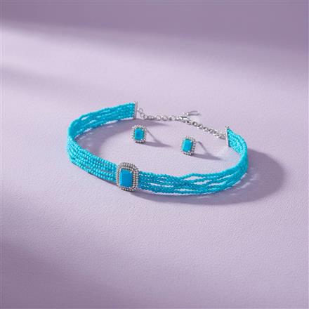 Cubic Zirconia Choker Necklace With Rhodium Plating