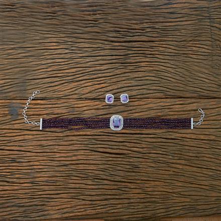 Cubic Zirconia Choker Necklace With Rhodium Plating