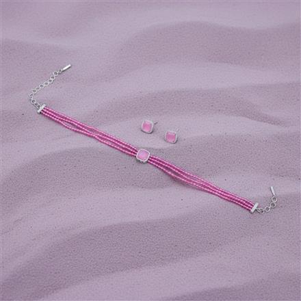 Cz Delicate Necklace With Rhodium Plating