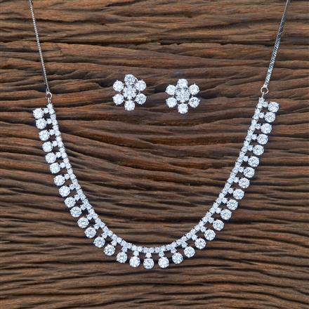 Cubic Zirconia Classic Necklace With Rhodium Plating