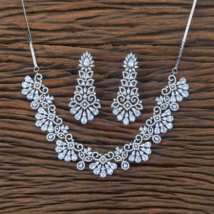 Cubic Zirconia Classic Necklace With Rhodium Plating
