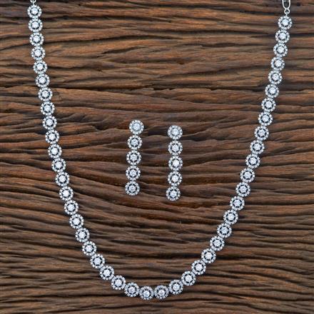 Cubic Zirconia Solitaire Necklace With Gold Rhodium Plating